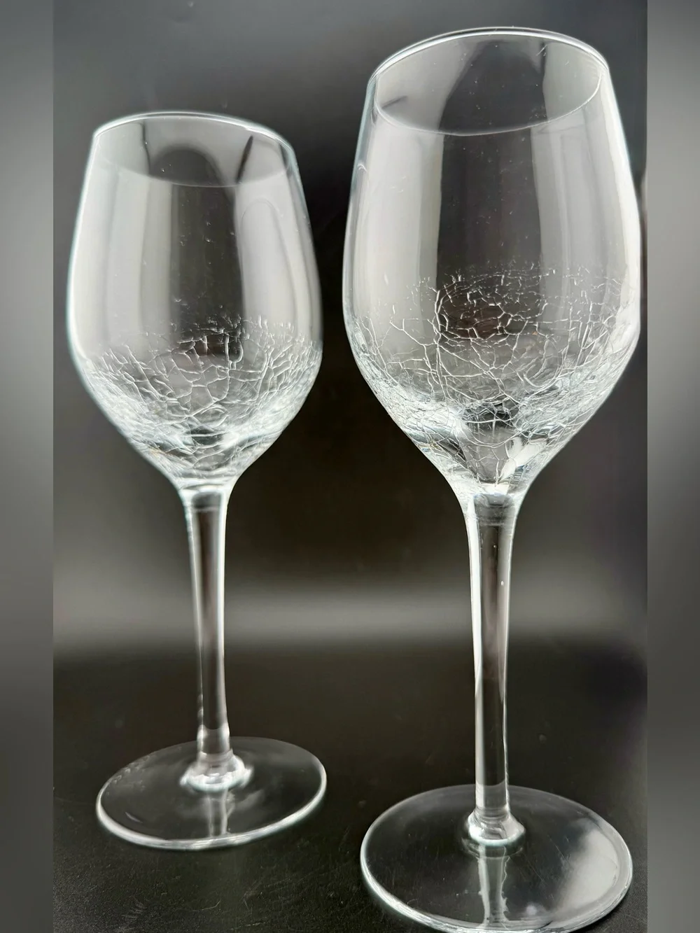 2 Pier 1 Crackled white wine glasses. 12oz